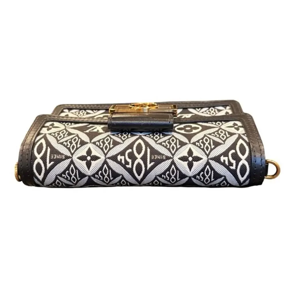 Louis Vuitton 1854 Dauphine Chain Wallet /Bag Black Ivory Jacquard LV Crossbody